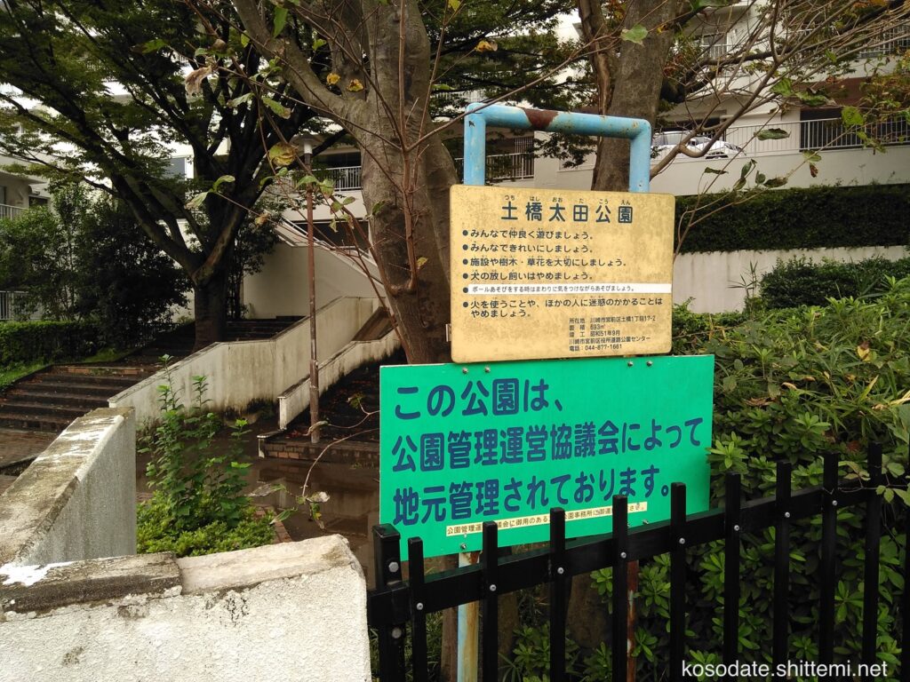 土橋太田公園　入り口の看板